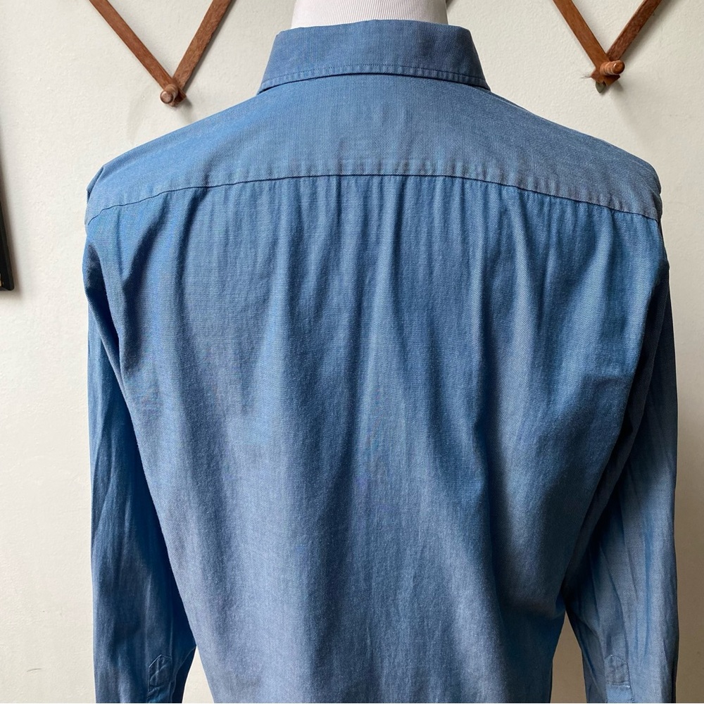 Hugo Boss Blue Sheen Button Down Shirt - Picture 4 of 12
